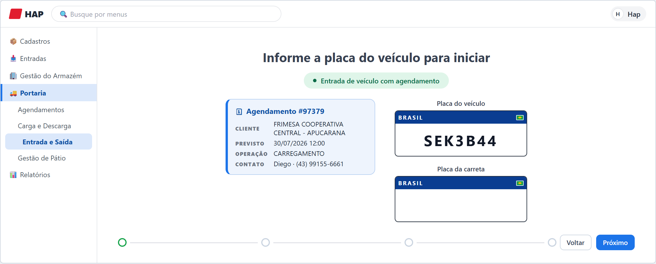 Portaria com o agendamento vinculado exibido em um quadro